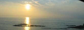 大間へ戻る途中で陽が落ちてきました。